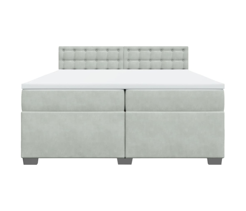 Cama box spring con colchón terciopelo gris claro 200x200 cm