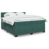 Cama box spring con colchón terciopelo verde oscuro 200x200 cm