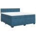 Cama box spring con colchón terciopelo azul 200x200 cm