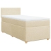 Cama box spring con colchón tela color crema 80x200 cm