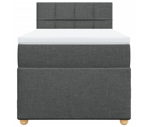 Cama box spring con colchón tela gris oscuro 80x200 cm