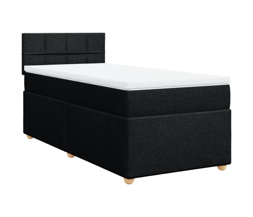 Cama box spring con colchón tela negro 80x200 cm