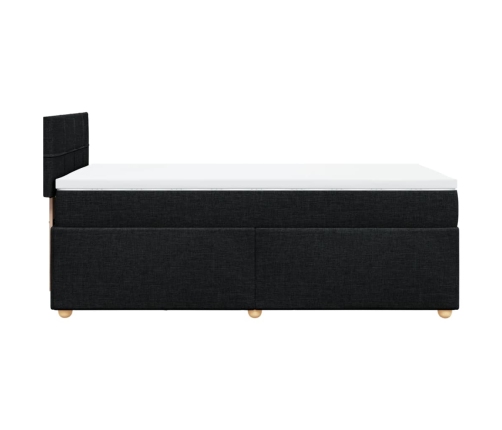 Cama box spring con colchón tela negro 80x200 cm