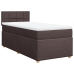 Cama box spring con colchón tela marrón oscuro 80x200 cm