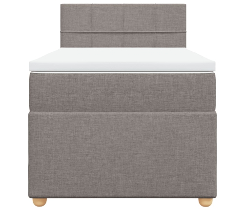 Cama box spring con colchón tela gris taupe 80x200 cm