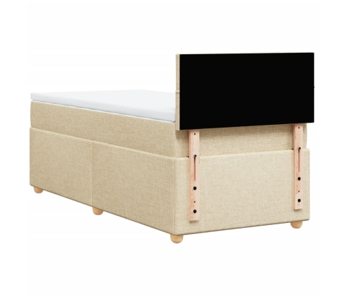 Cama box spring con colchón tela color crema 80x200 cm