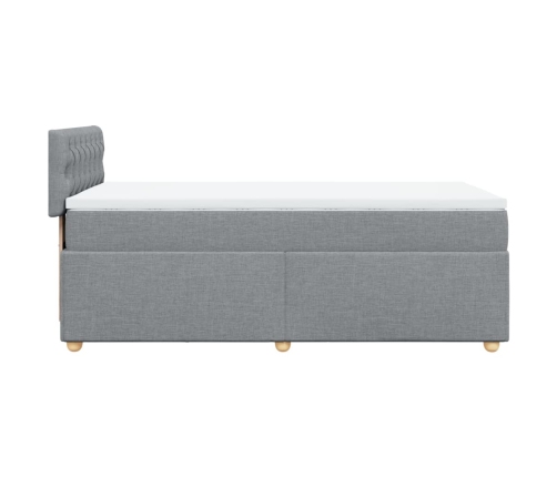 Cama box spring con colchón tela gris claro 80x200 cm