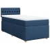 Cama box spring con colchón tela azul 80x200 cm