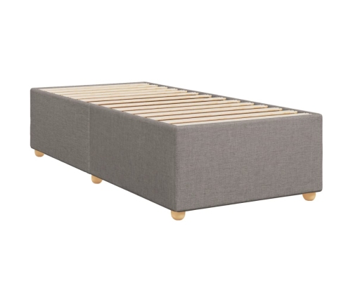 Cama box spring con colchón tela gris taupe 80x200 cm