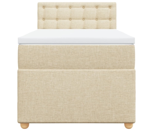 Cama box spring con colchón tela color crema 80x200 cm