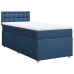 Cama box spring con colchón tela azul 80x200 cm