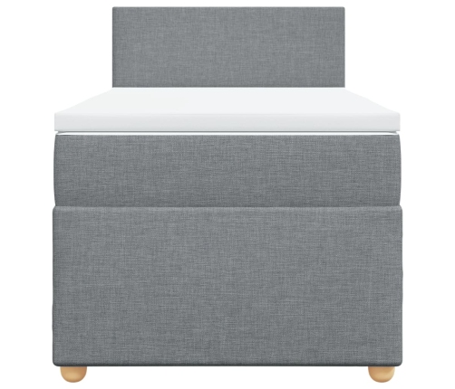 Cama box spring con colchón tela gris claro 90x190 cm