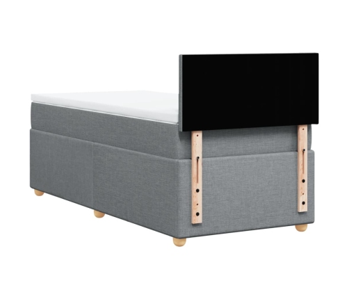 Cama box spring con colchón tela gris claro 90x190 cm