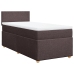 Cama box spring con colchón tela marrón oscuro 90x190 cm