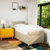 Cama box spring con colchón tela color crema 90x190 cm