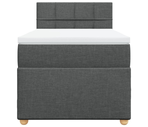 Cama box spring con colchón tela gris oscuro 90x190 cm