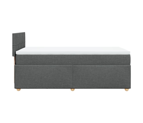 Cama box spring con colchón tela gris oscuro 90x190 cm