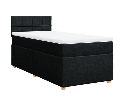 Cama box spring con colchón tela negro 90x190 cm