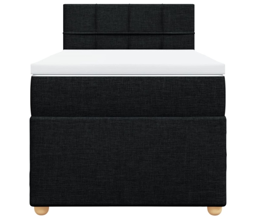 Cama box spring con colchón tela negro 90x190 cm