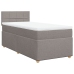 Cama box spring con colchón tela gris taupe 90x190 cm