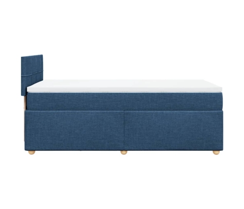 Cama box spring con colchón tela azul 90x190 cm