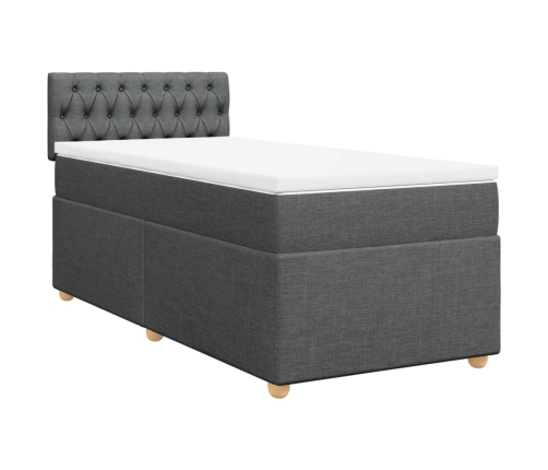 Cama box spring con colchón tela gris oscuro 90x190 cm