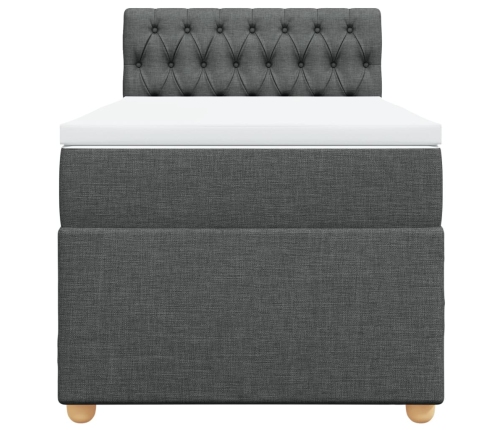 Cama box spring con colchón tela gris oscuro 90x190 cm