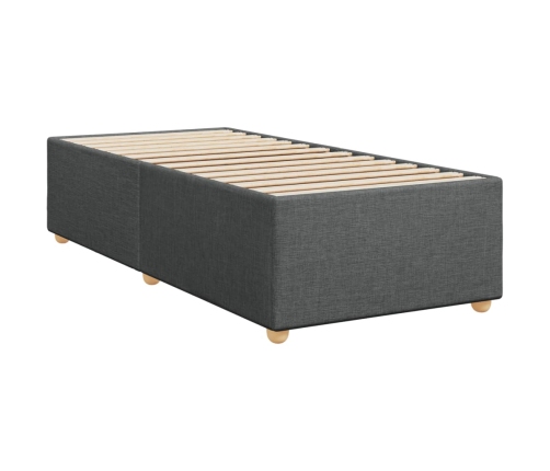 Cama box spring con colchón tela gris oscuro 90x190 cm