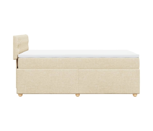 Cama box spring con colchón tela color crema 90x190 cm