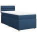 Cama box spring con colchón tela azul 90x190 cm