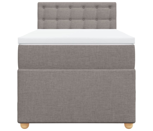 Cama box spring con colchón tela gris taupe 90x190 cm