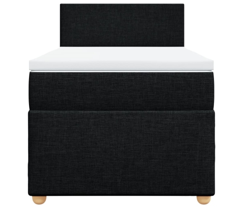 Cama box spring con colchón tela negro 90x200 cm