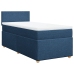 Cama box spring con colchón tela azul 90x200 cm