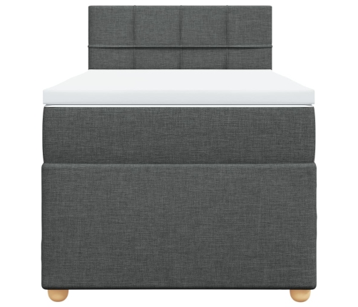 Cama box spring con colchón tela gris oscuro 90x200 cm