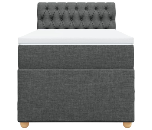 Cama box spring con colchón tela gris oscuro 90x200 cm