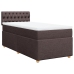 Cama box spring con colchón tela marrón oscuro 90x200 cm