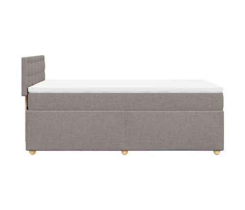 Cama box spring con colchón tela gris taupe 90x200 cm