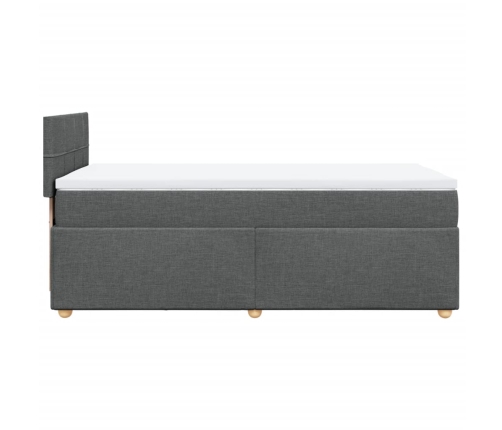 Cama box spring con colchón tela gris oscuro 100x200 cm