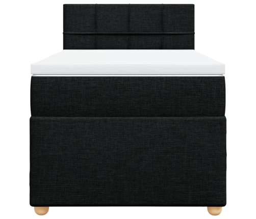 Cama box spring con colchón tela negro 100x200 cm