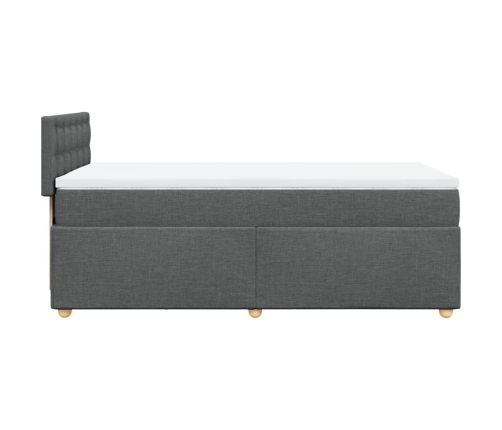 Cama box spring con colchón tela gris oscuro 100x200 cm