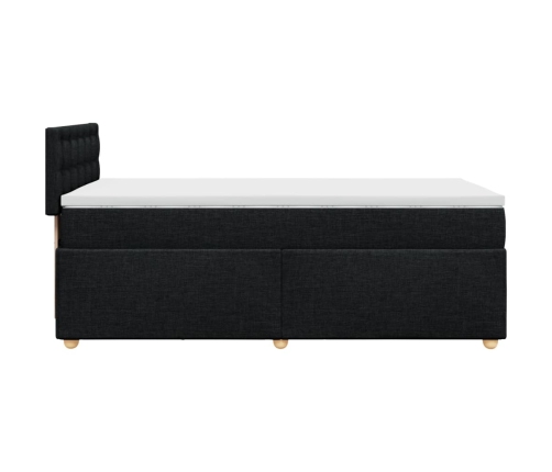 Cama box spring con colchón tela negro 100x200 cm