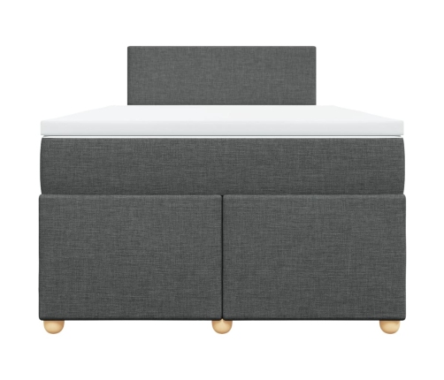 Cama box spring con colchón tela gris oscuro 120x190 cm