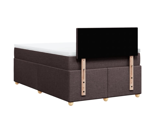 Cama box spring con colchón tela marrón oscuro 120x190 cm