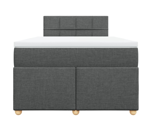 Cama box spring con colchón tela gris oscuro 120x190 cm