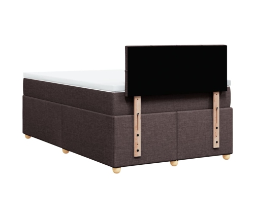 Cama box spring con colchón tela marrón oscuro 120x190 cm