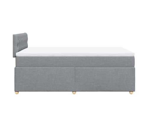 Cama box spring con colchón tela gris claro 120x190 cm