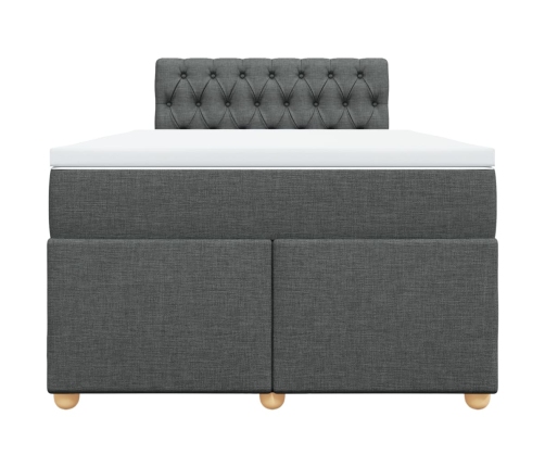 Cama box spring con colchón tela gris oscuro 120x190 cm