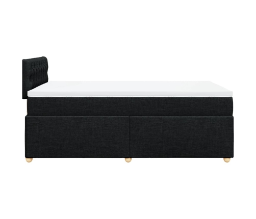 Cama box spring con colchón tela negro 120x190 cm