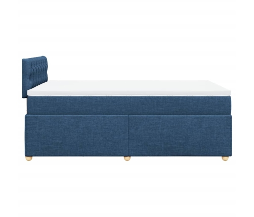 Cama box spring con colchón tela azul 120x190 cm