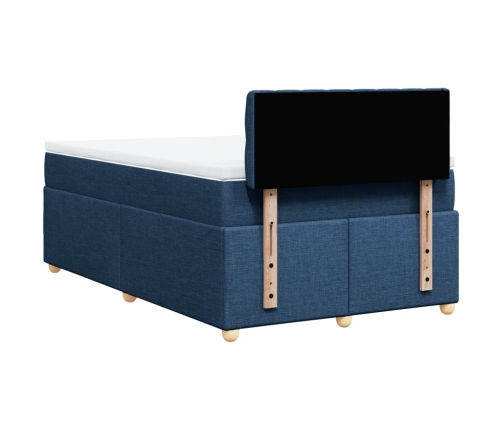 Cama box spring con colchón tela azul 120x190 cm